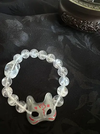 Original design natural white crystal Asai + fox mask design